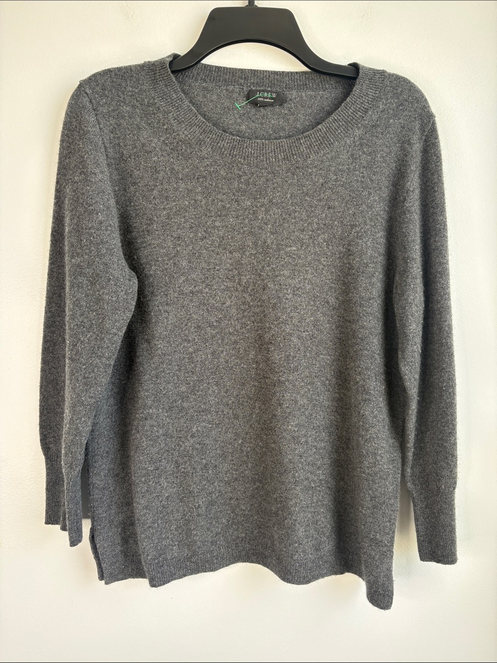 J. Crew Dark Charcoal Gray 100% cashmere Crewneck Sweater